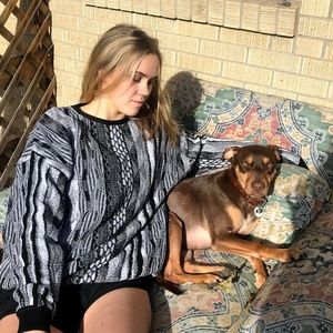 Retro black and white coogie cosby 90's sweater